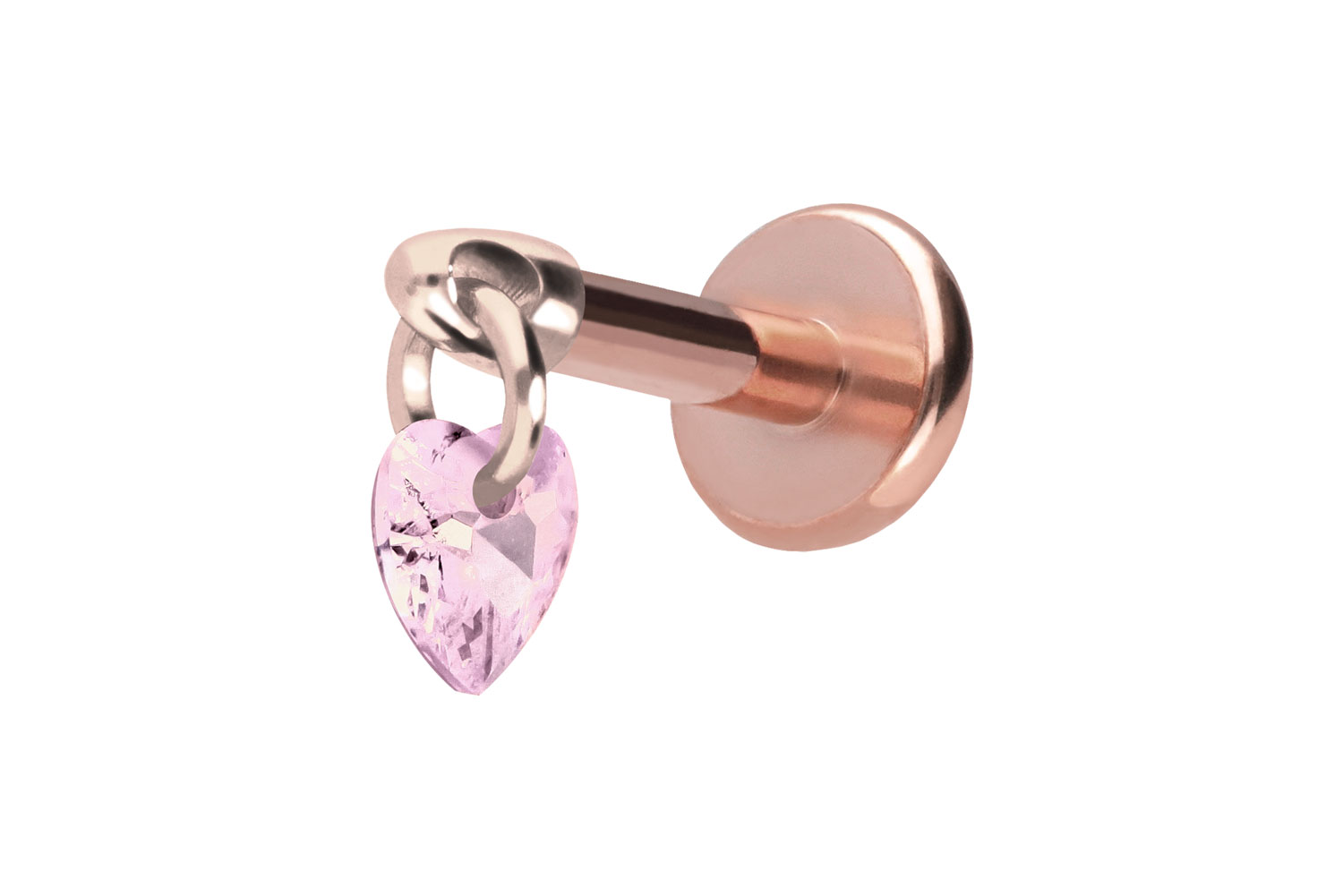 Titan Labret Piercing mit Push Fit KRISTALLHERZ